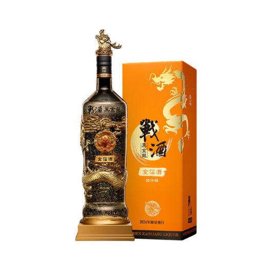 金門高粱46度戰酒黑金龍金箔立體瓶雕3.6L-龍年特仕版