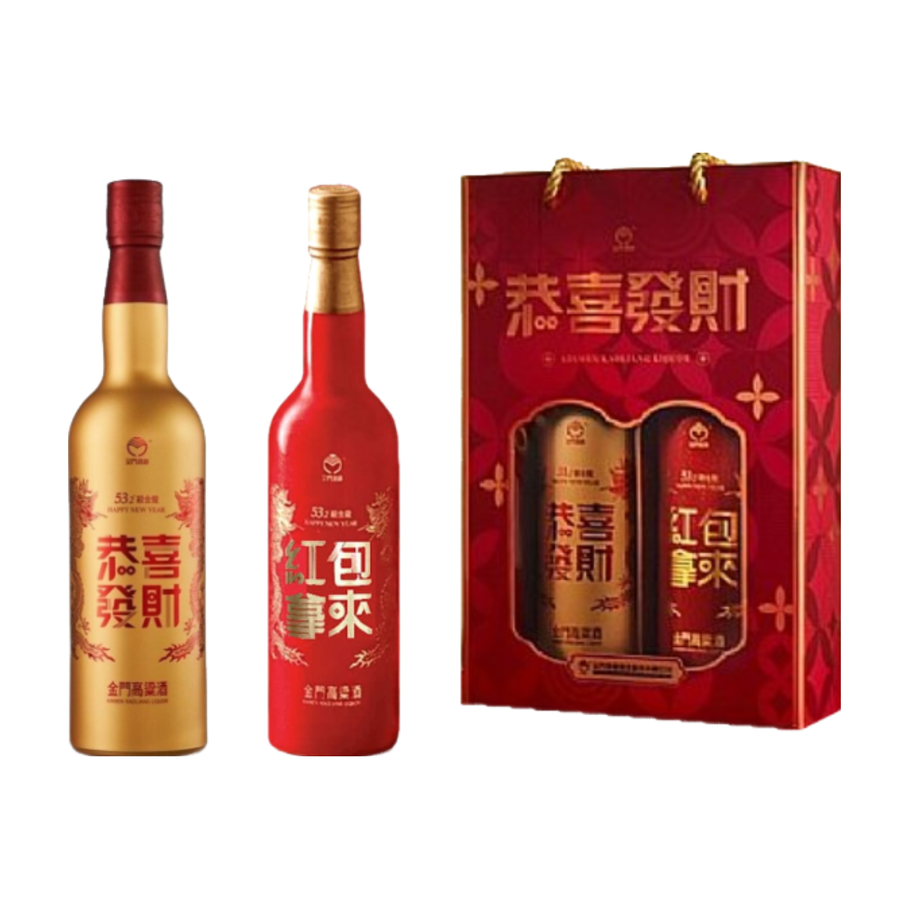 金門高粱緞金龍2024特仕版禮盒組(恭喜+紅包)600ML