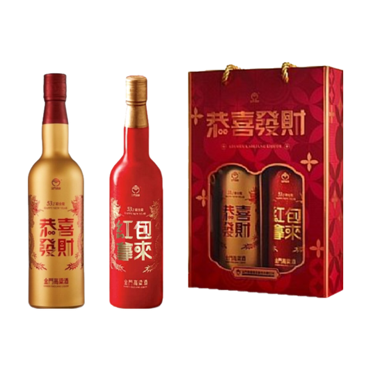 金門高粱緞金龍2024特仕版禮盒組(恭喜+紅包)600ML