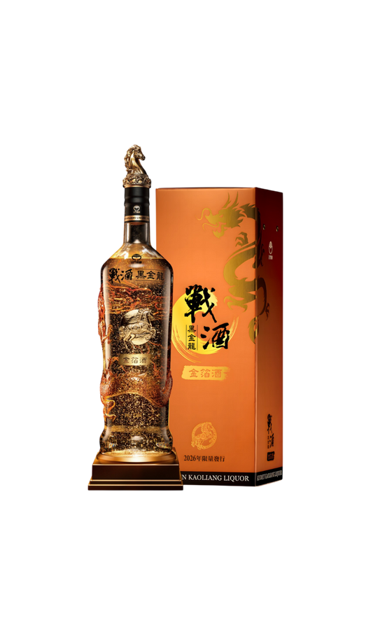 金門高粱46度戰酒黑金龍金箔酒3.6L-龍馬金神